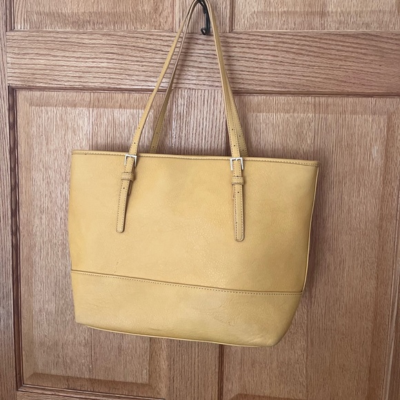Urban Expressions Handbags - Urban expressions Yellow Leather Tote Bag with wristlet